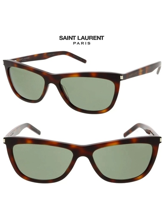 SAINT LAURENT WOMEN SL515 003 HAVANA GREEN CAT EYE SUNGLASSES. 58mm main image 12
